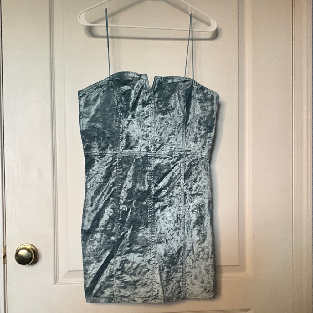 Free People Blue Strapless Bodycon Dress